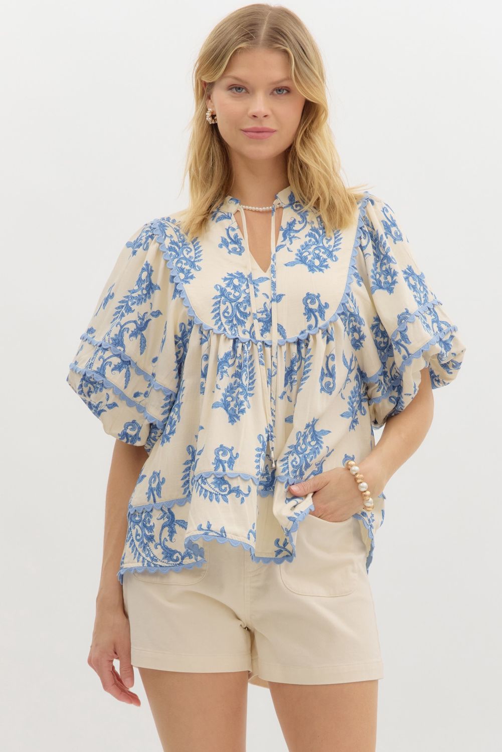Blue Puff Top