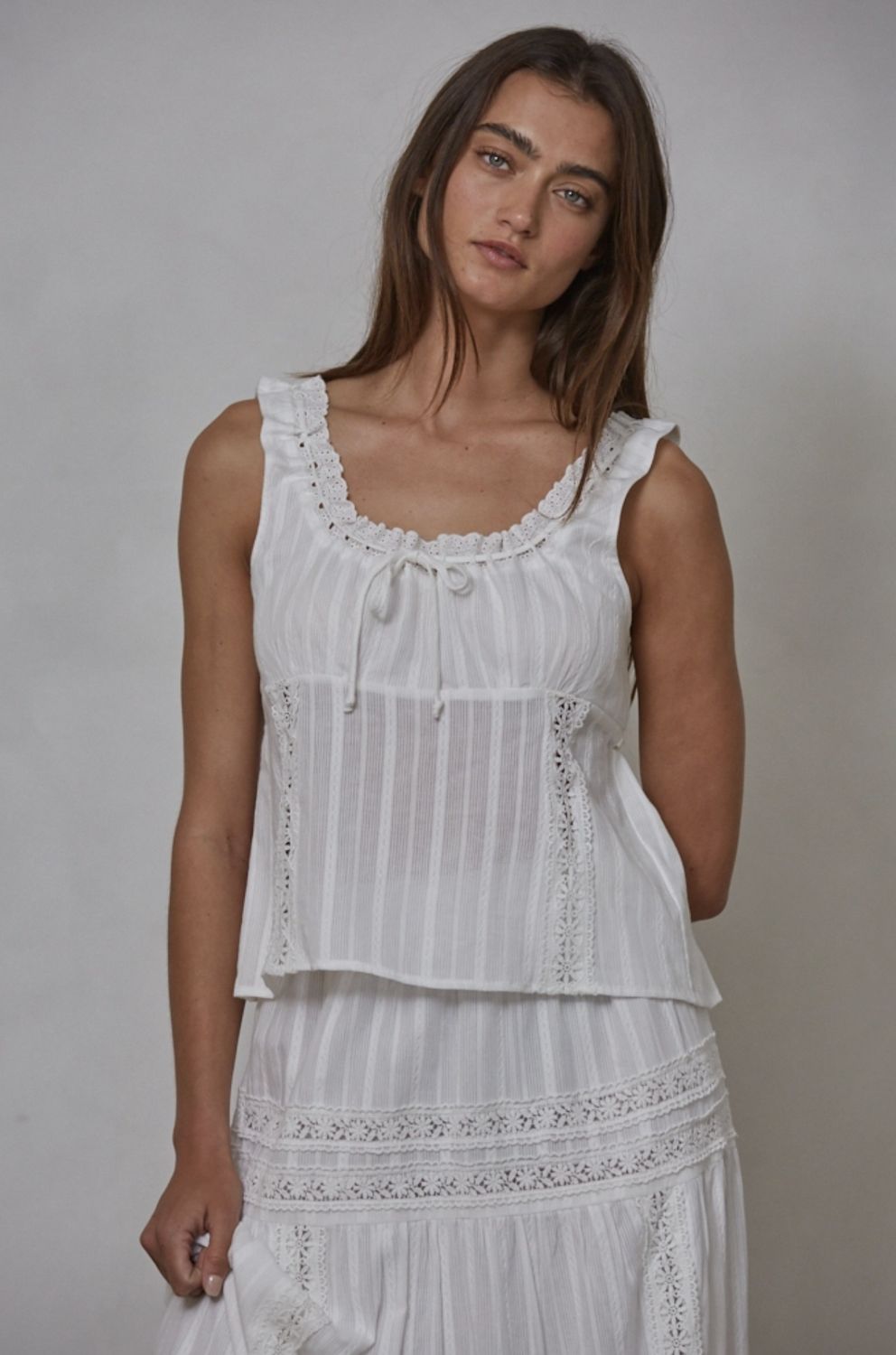 Woven Cotton Scoop Neck