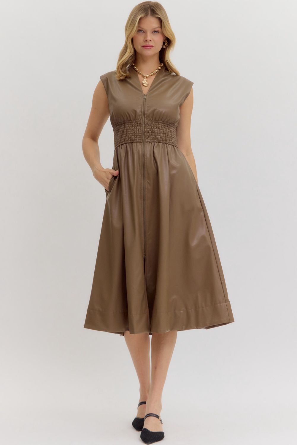 Mocha Leather Midi