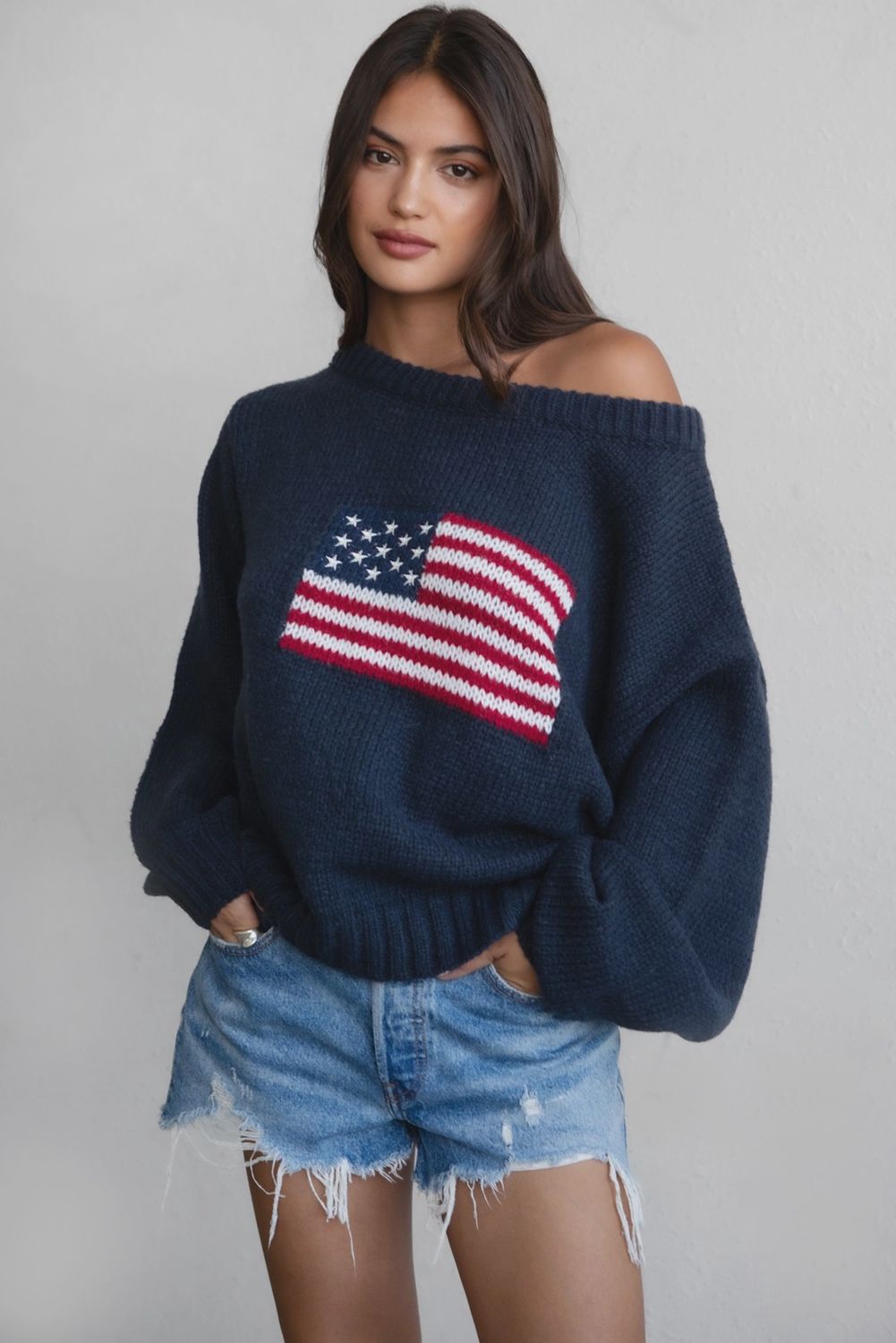 Flag Off the Shoulder Sweater