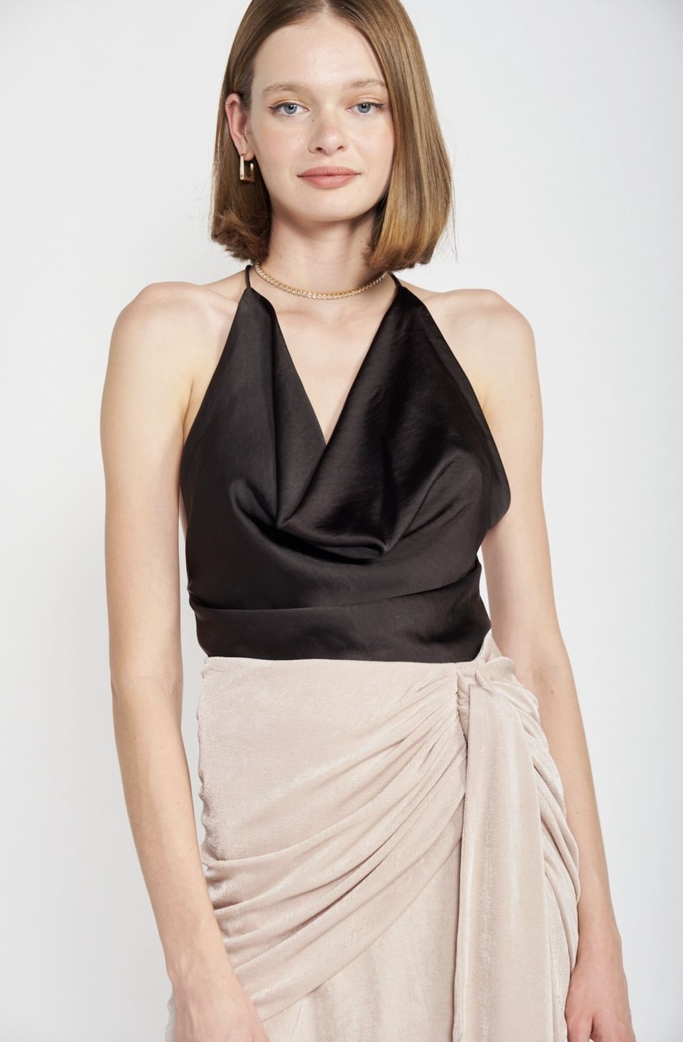 Cowl Neck Satin Top