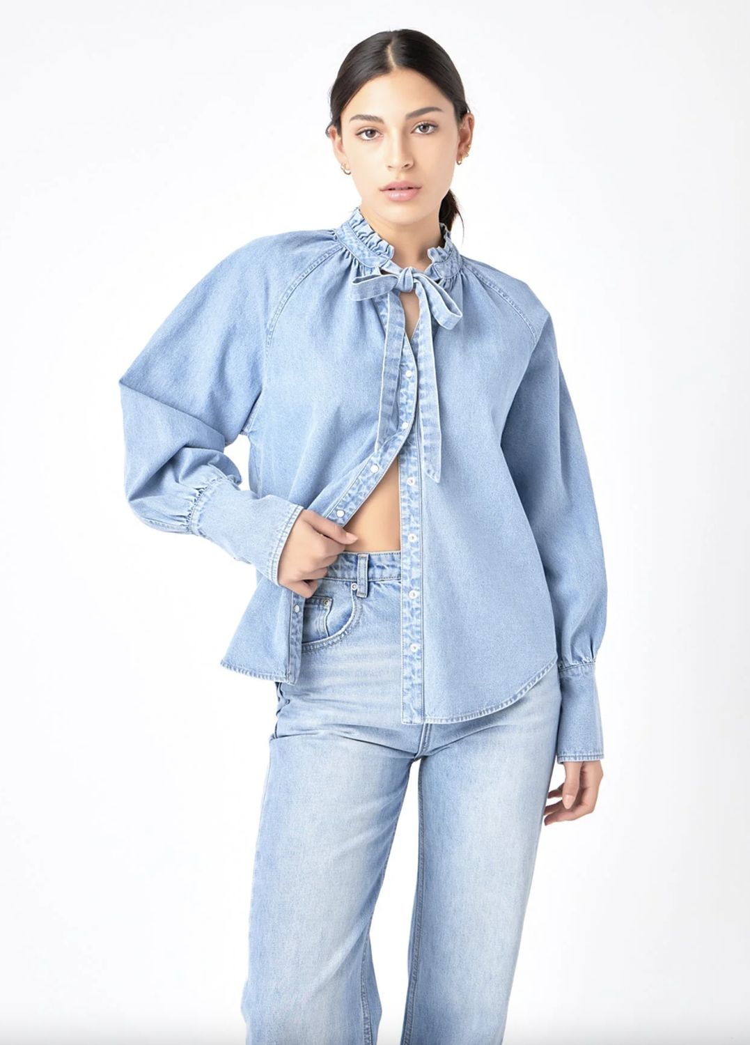 Denim Shirt with Tie