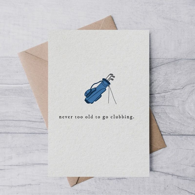 &quot;Clubbing&quot; Golf Birthday Card