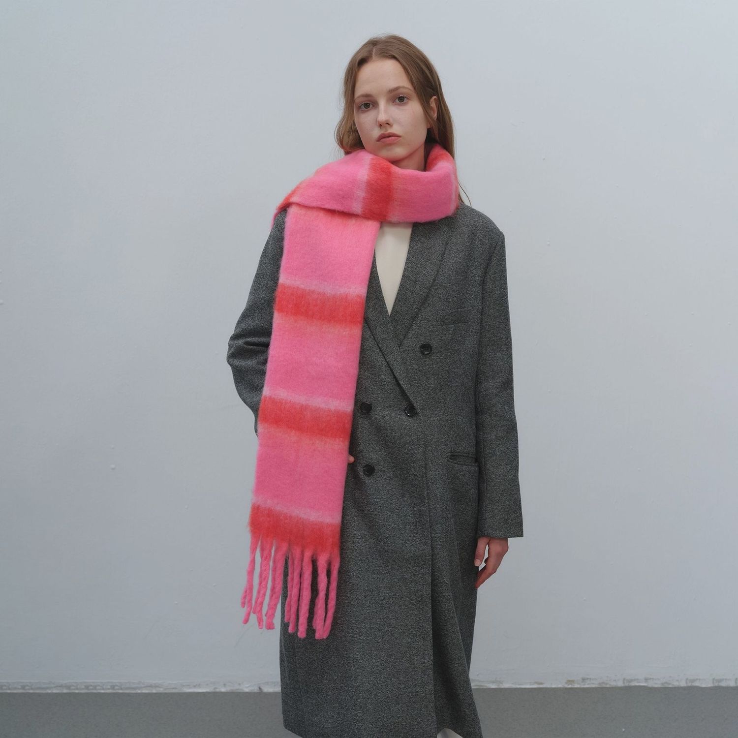 Color Block Scarf, Colour: Pink