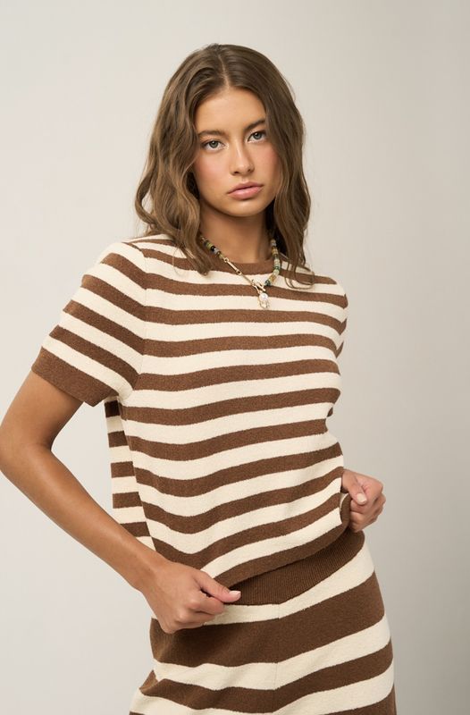 Brown Stripe Lounge Top