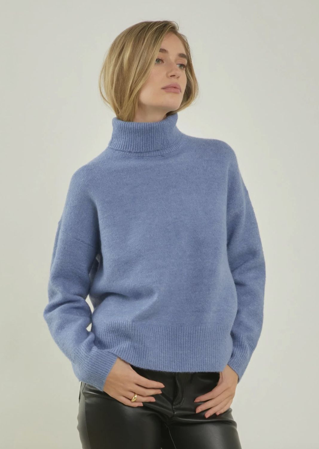 Turtleneck Blue Sweater