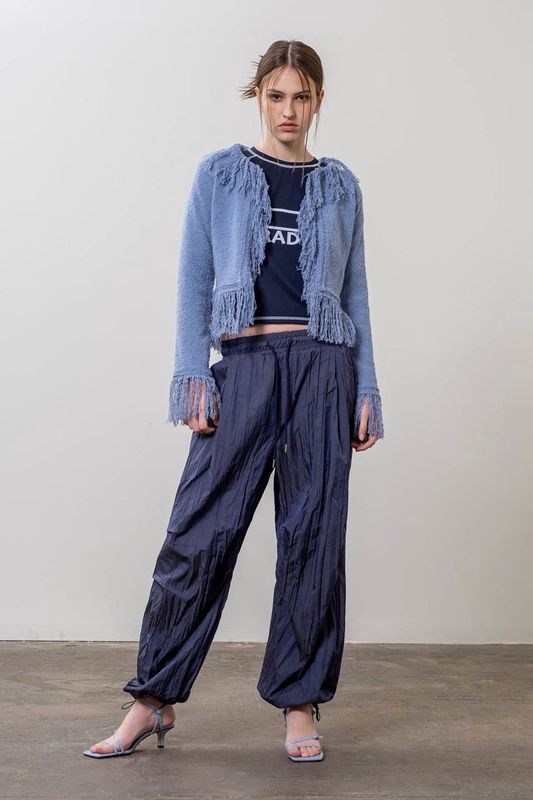 Blue Fringe Sweater