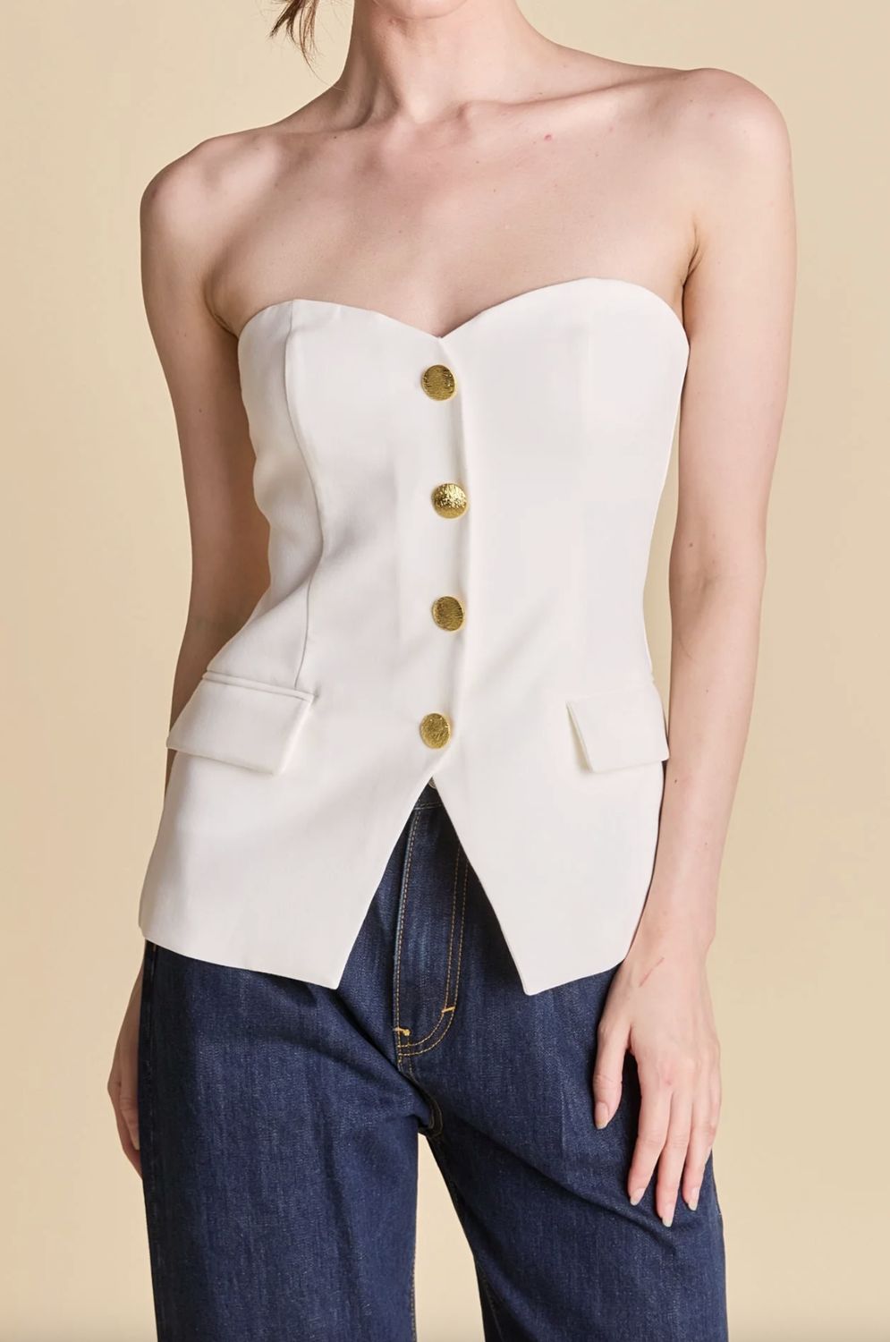 Strapless Buttoned Top
