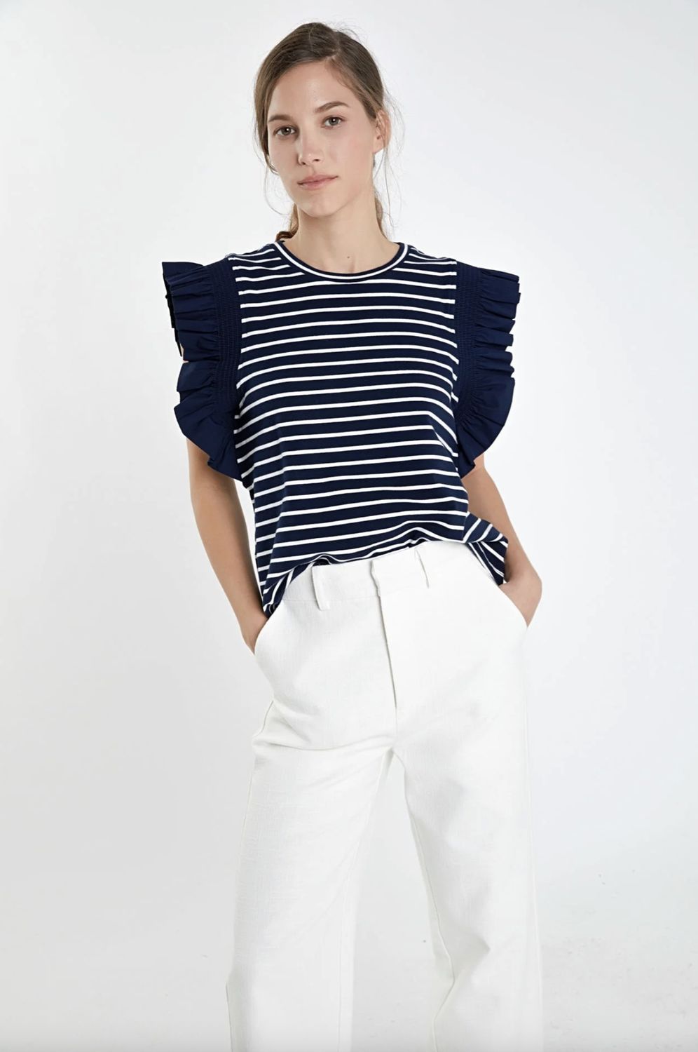 Ruffle Cap Sleeve Top
