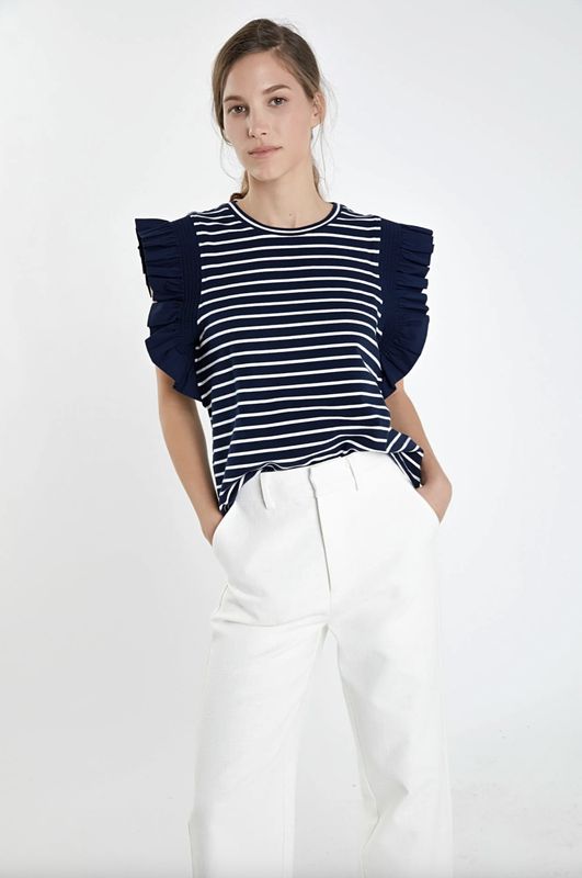Ruffle Cap Sleeve Top