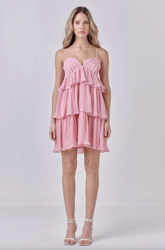 Pleated Mini Dress