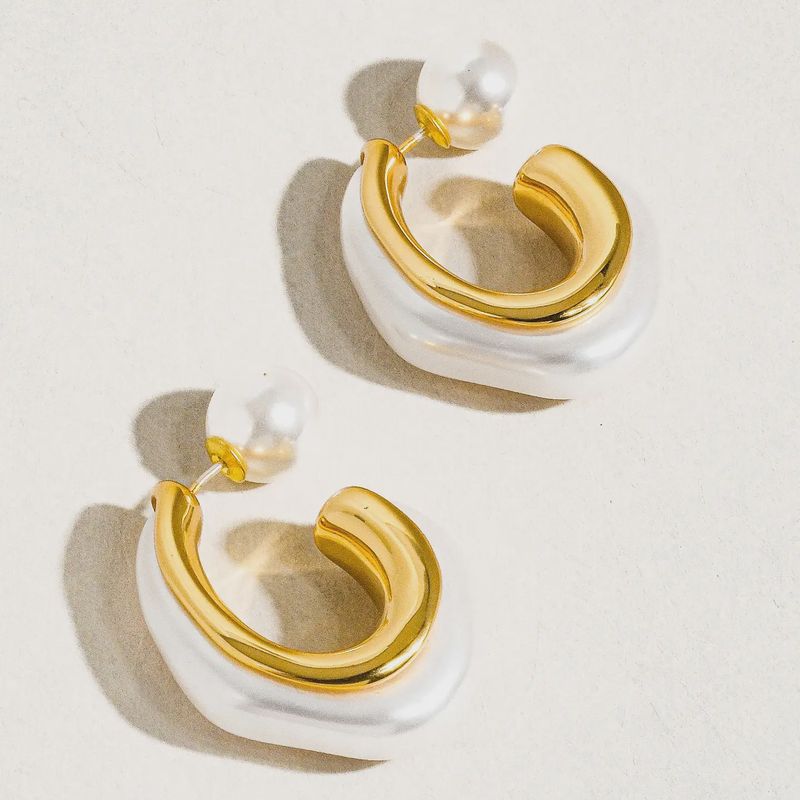 Pearl C Hoop Earring