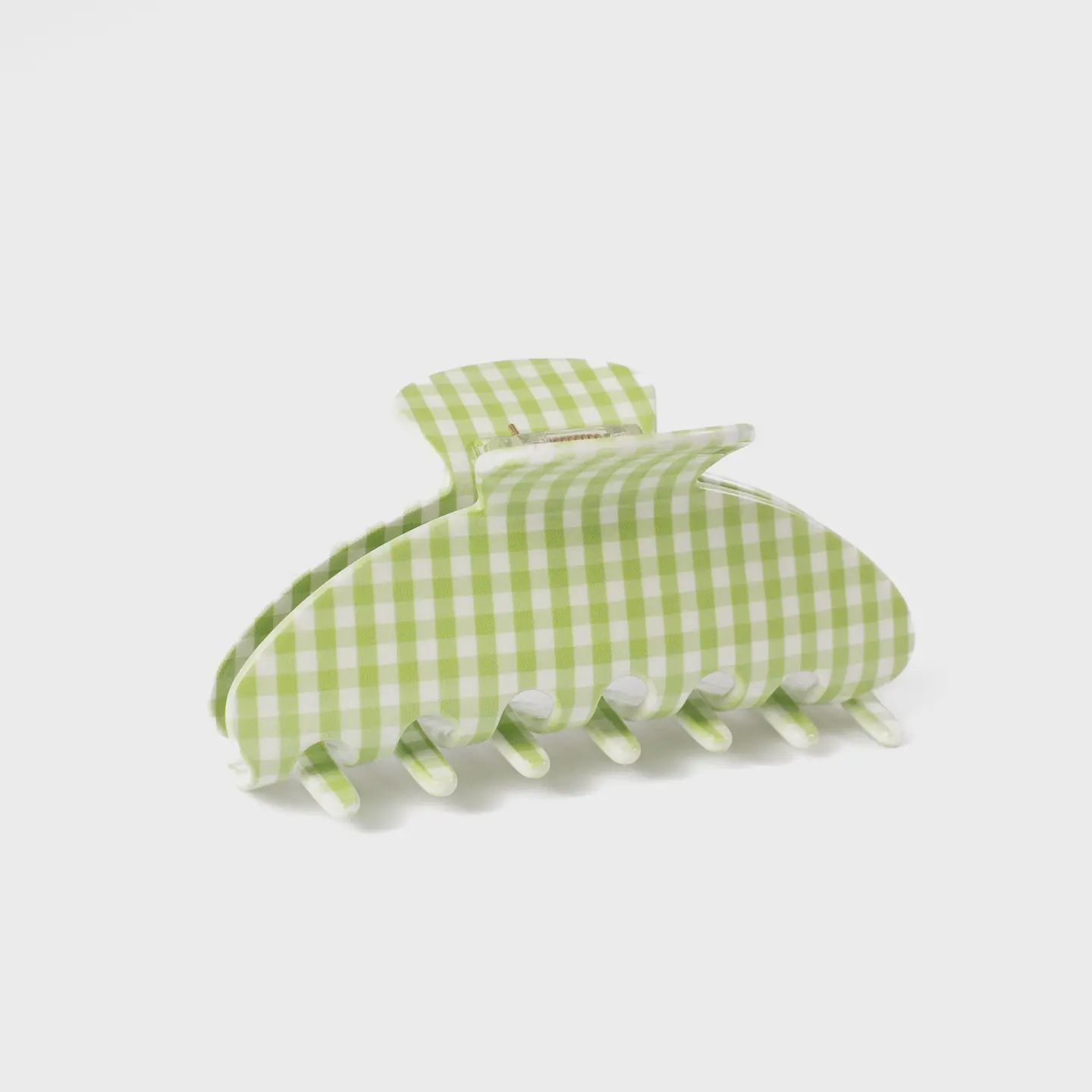 Green Gingham Claw Clip