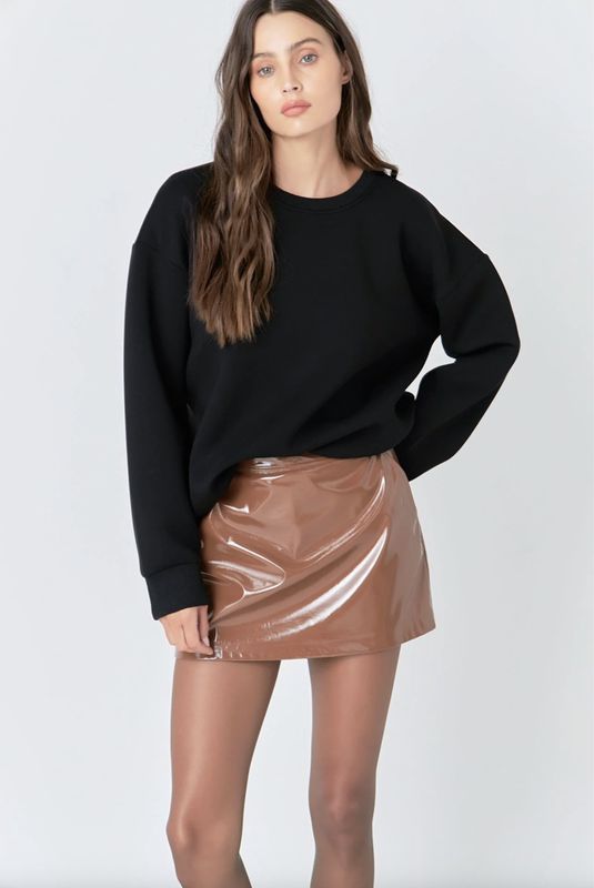Glossy Leather Skort