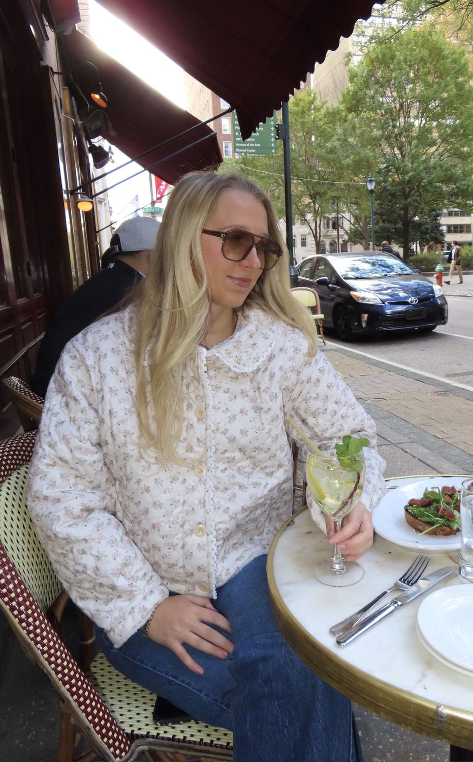 Floral Puffer with Lace Trim