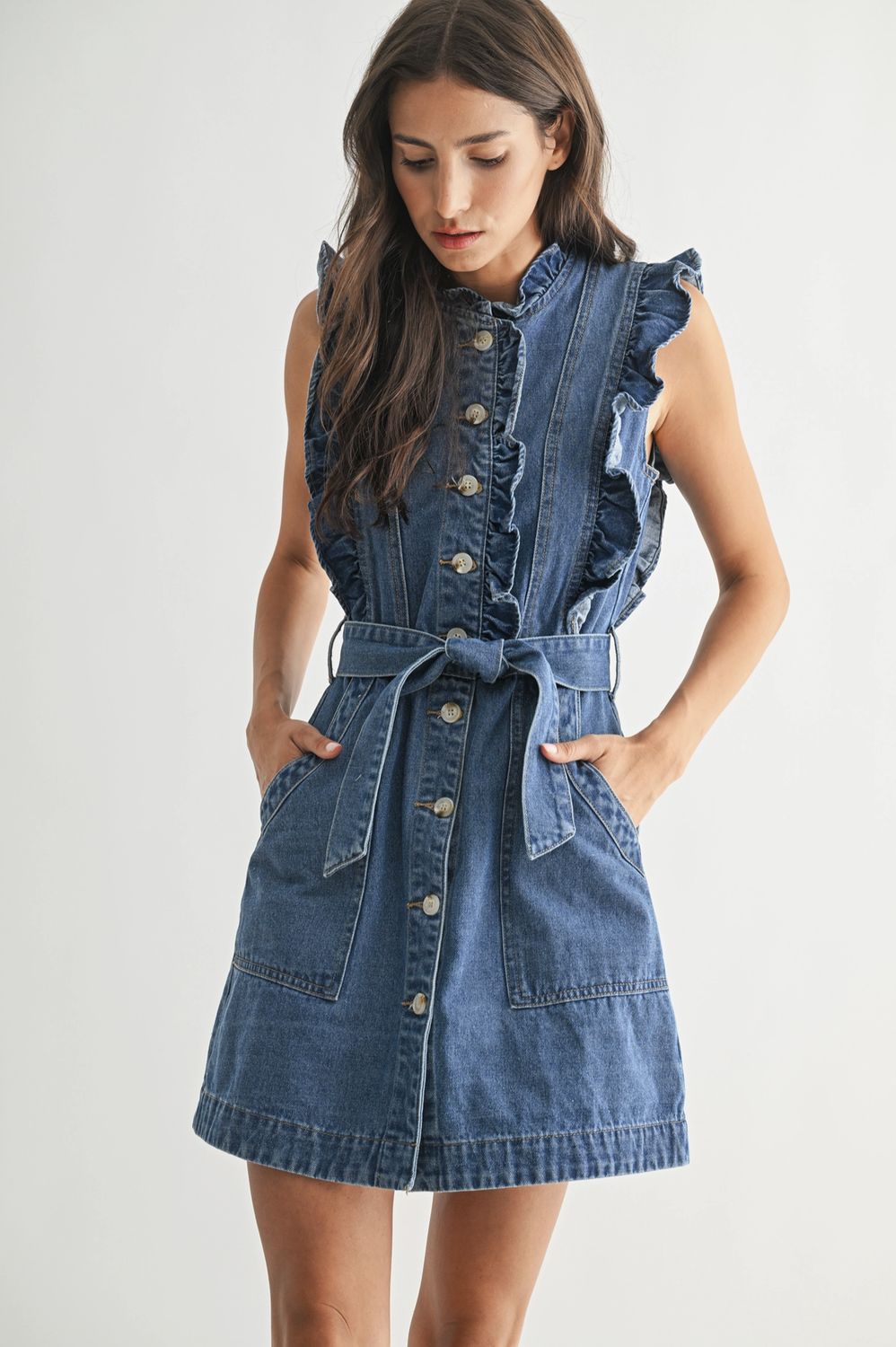 Sleeveless Denim Mini