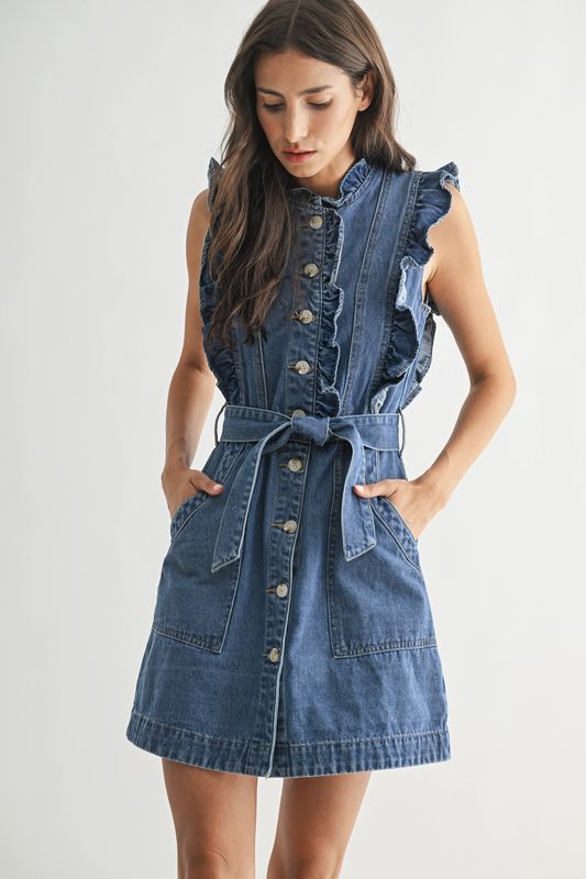 Sleeveless Denim Mini