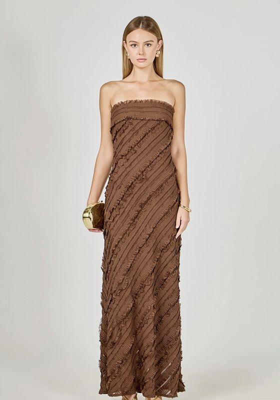 Strapless Ruffled Maxi