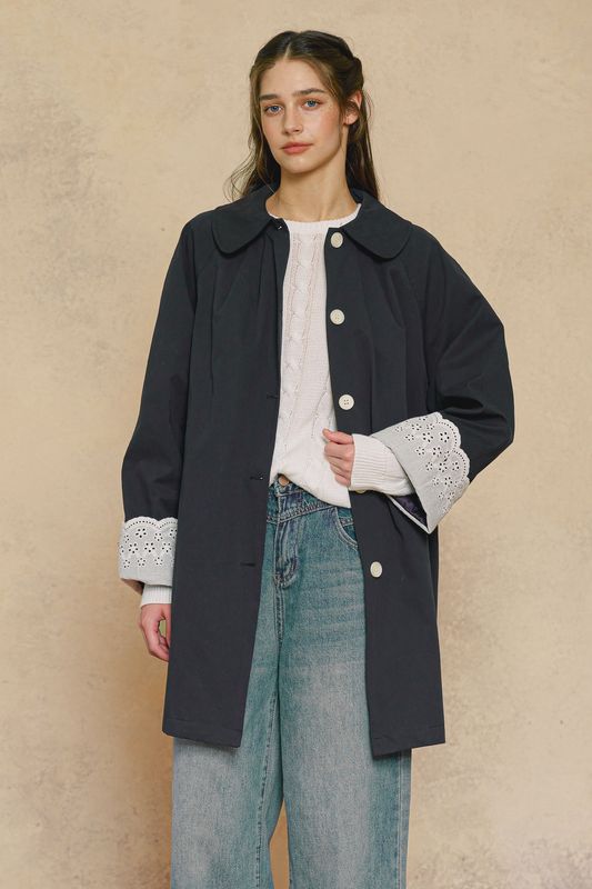 Navy Eyelet Trench