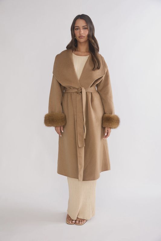Fur Cuff Camel Jacket