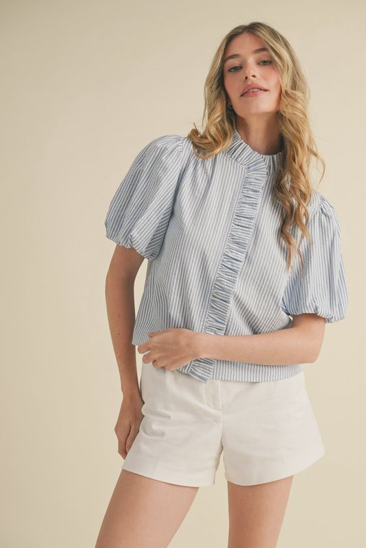 Ruffle Button Down