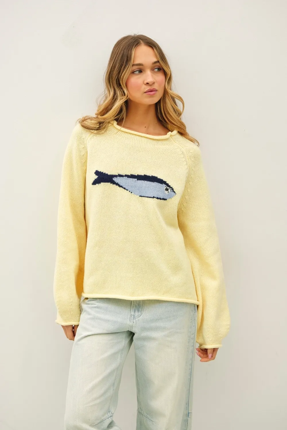 Sardine Sweater, Colour: Yellow, Size: Small
