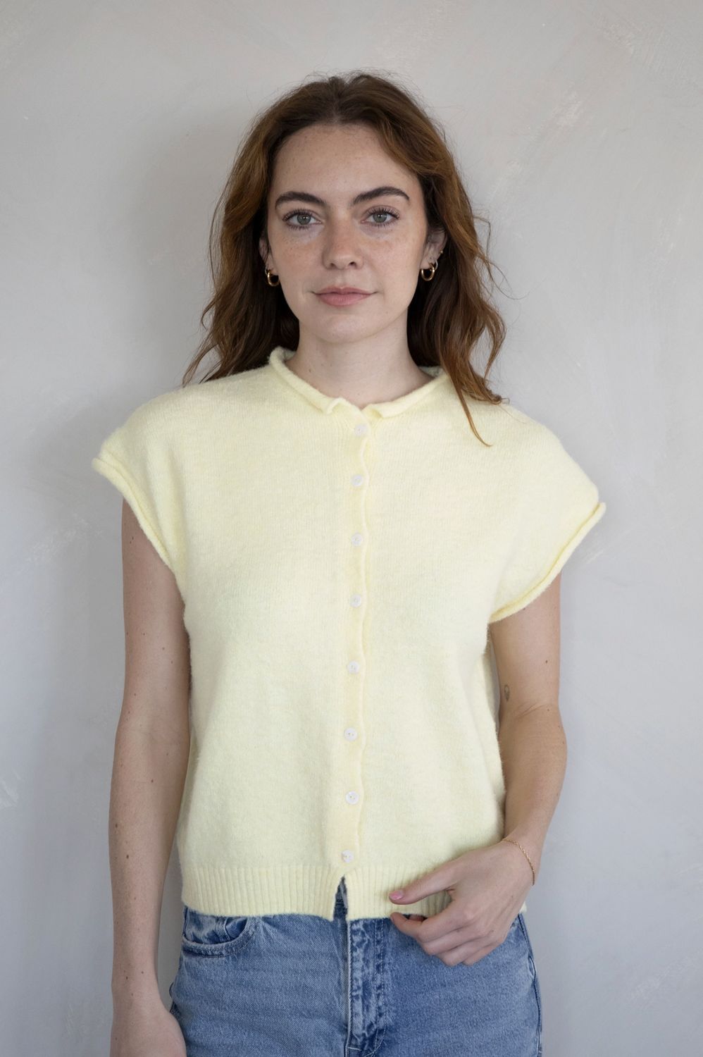 Piper Sweater Vest, Colour: Butter Yellow, Size: Small