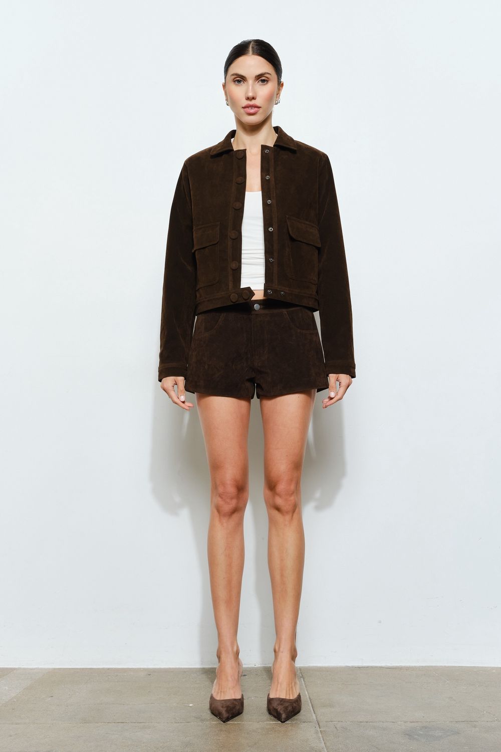 Brown Suede Mini Short