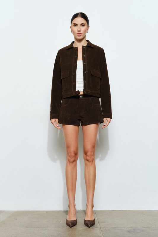 Brown Suede Mini Short
