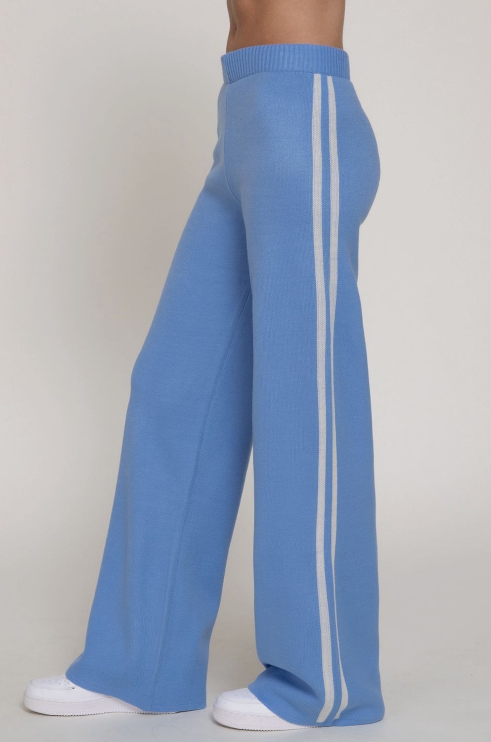 Blue Knit Stripe Pant