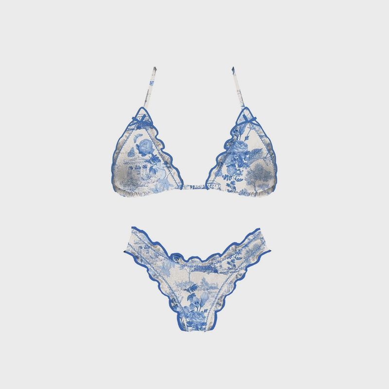 Blue Ruched Bikini Set