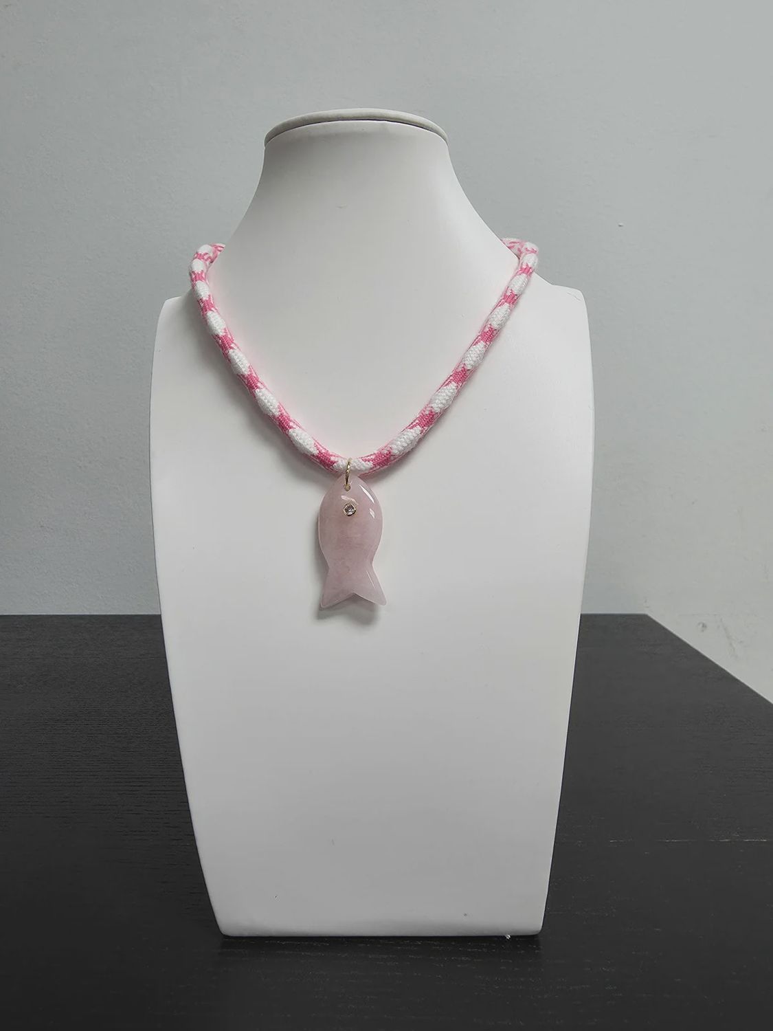 Pink Cord Fish Necklace