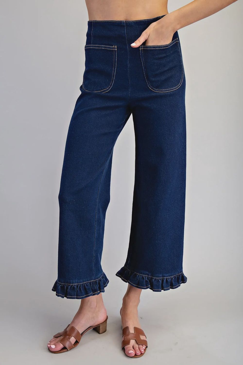 Denim Ruffle Pants