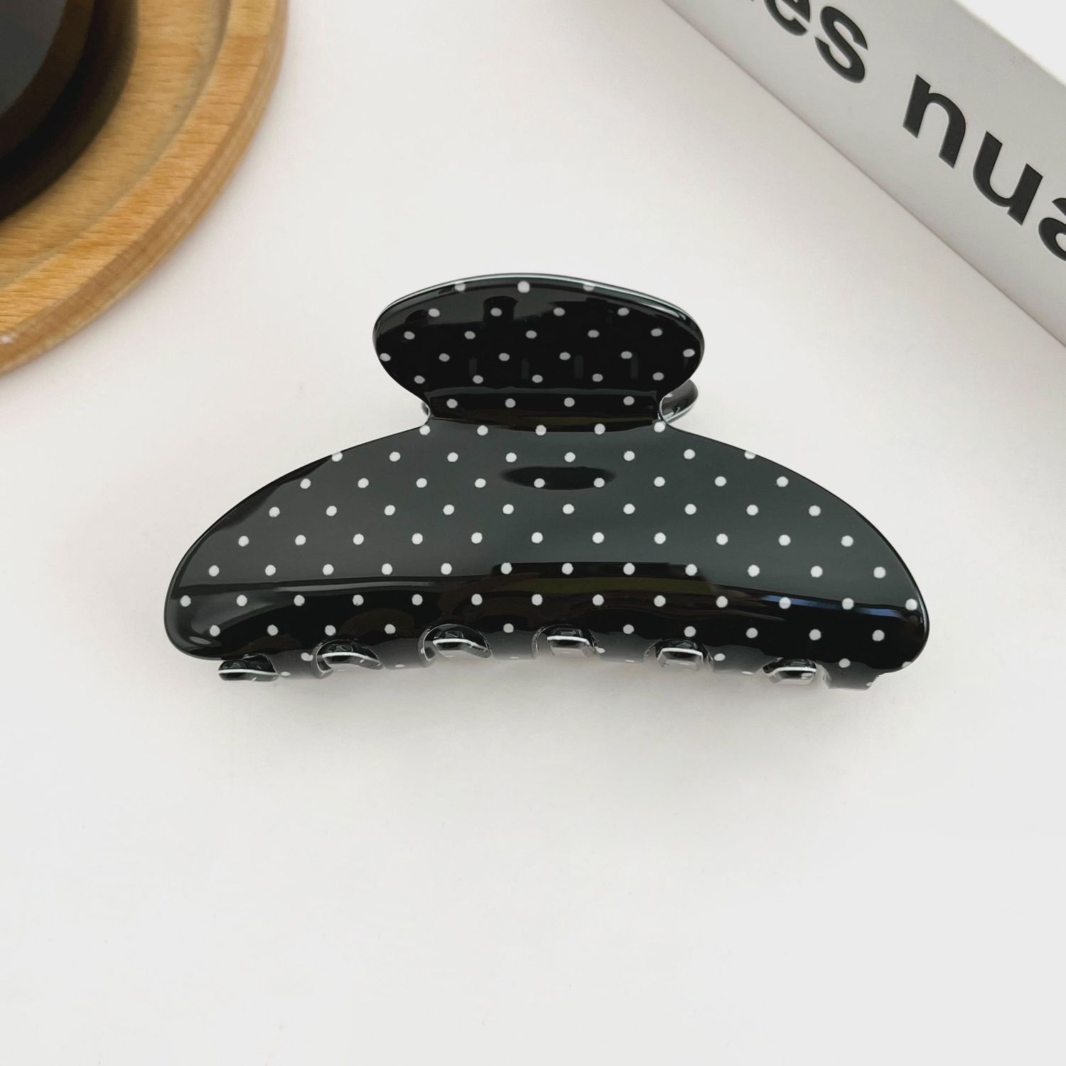 Black &amp; White Polka Dot Clip, Colour: Black