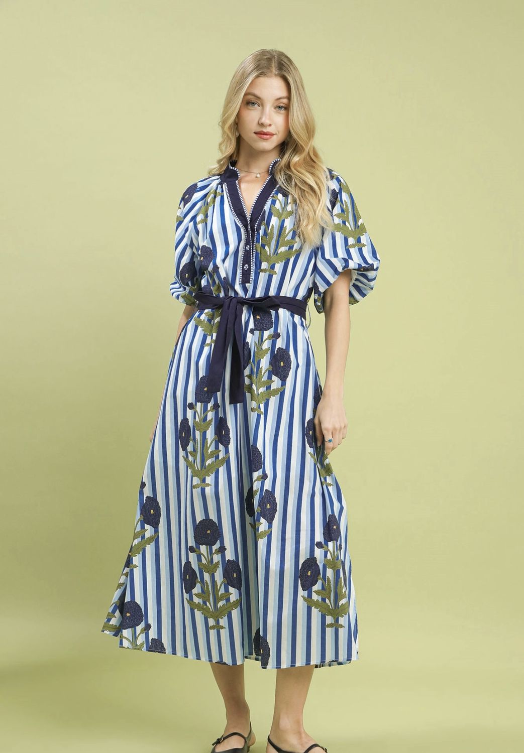 Blue Stripe Flower Dress
