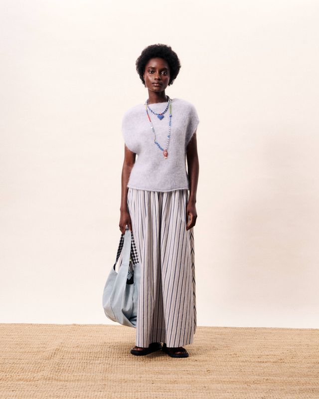 Blue Stripe Maxi Skirt