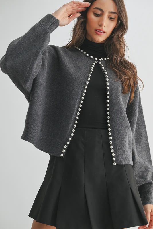 Silver Embellished Cardigan