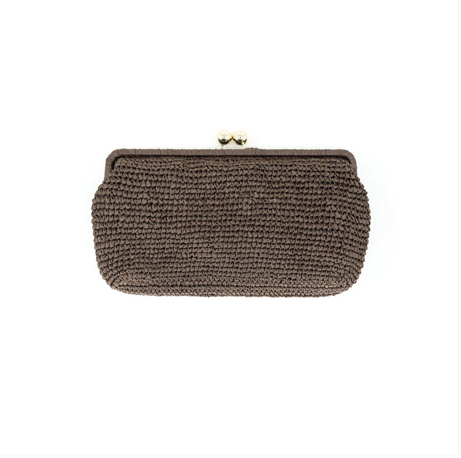 Nonna Straw Clutch, Colour: Chocolate