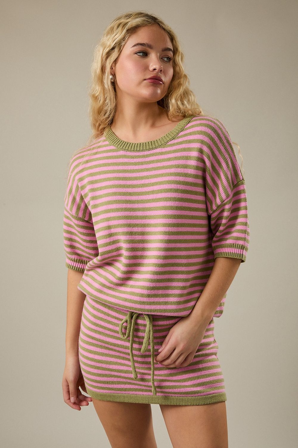 Matcha-Pink Stripe Set