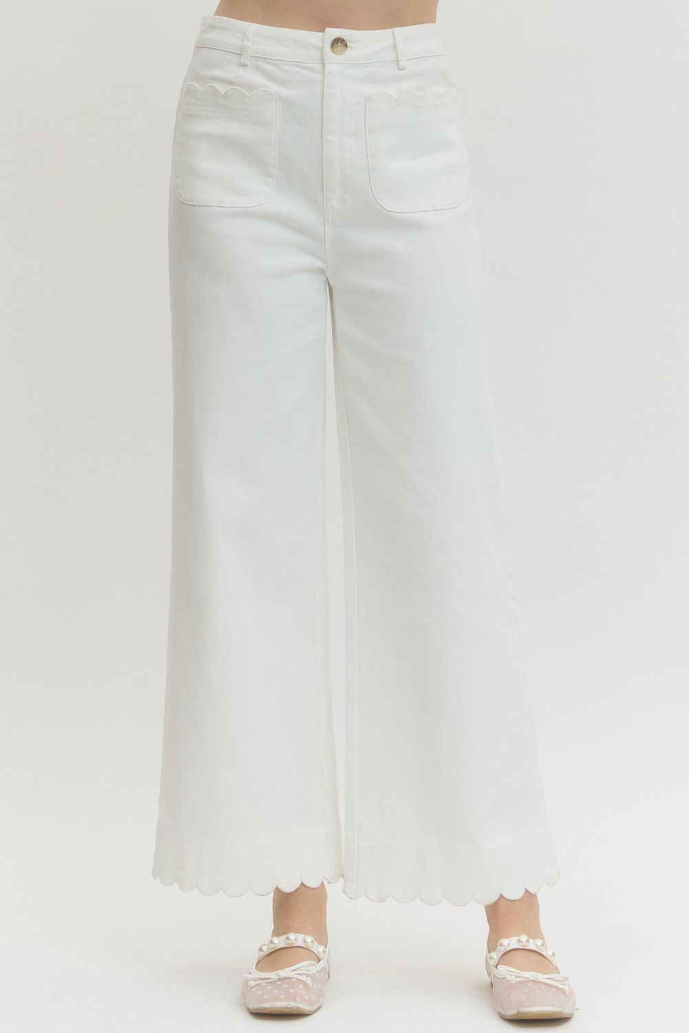 White Scalloped Jean