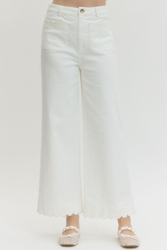 White Scalloped Jean