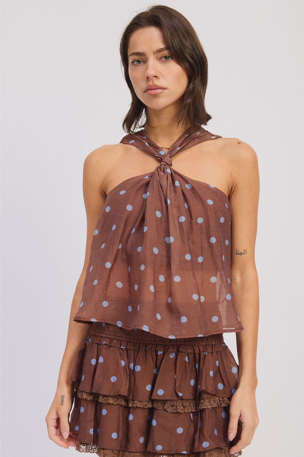 Brown Polka Dot Top