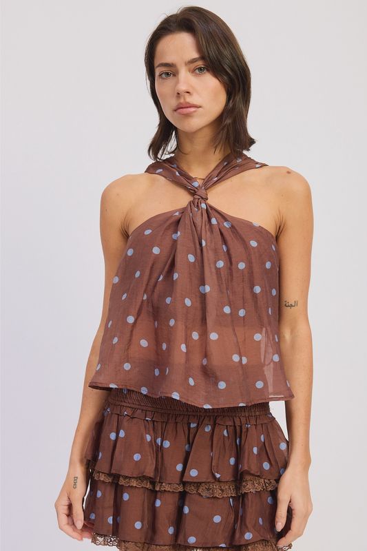Brown Polka Dot Top