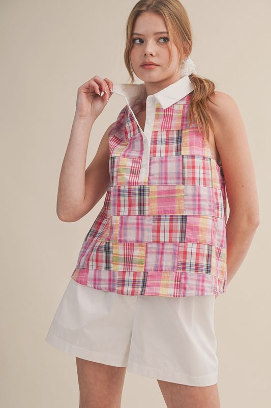Patchwork Plaid Top