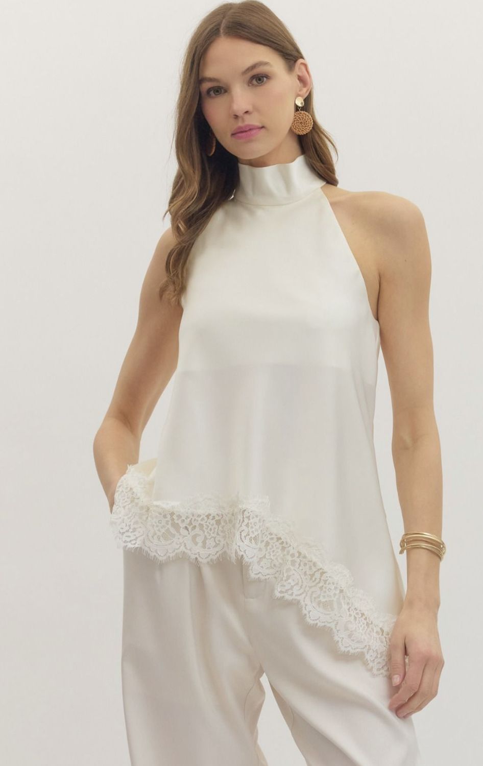 Lace Trim Halter Top