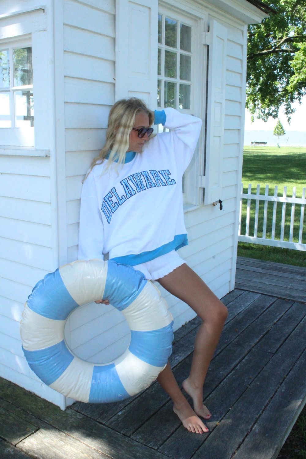 Delaware Aqua Mock Neck