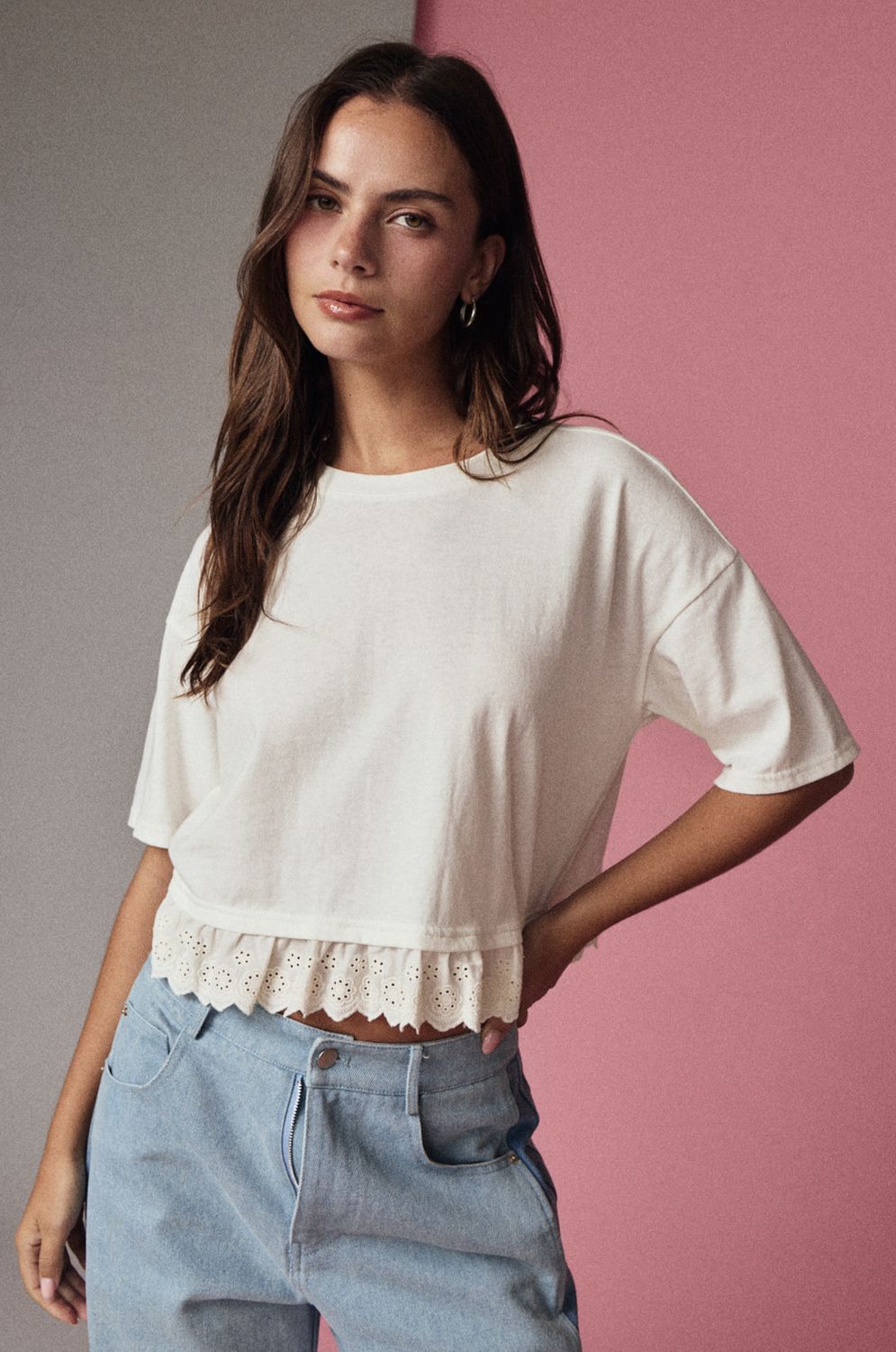 Eyelet Trim Tee