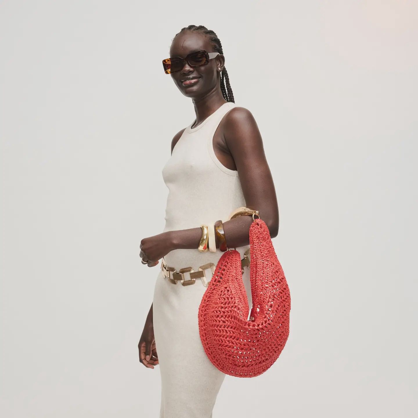 Goldie Hobo Tote, Colour: Red