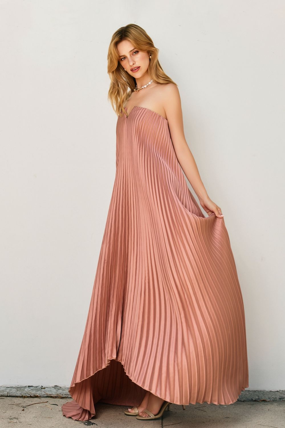 Pleated Blush Dress