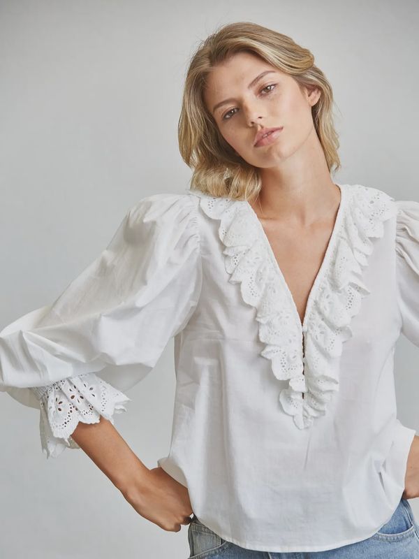 Eyelet White Blouse